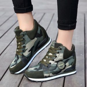 camouflage wedge hidden heel sneakers